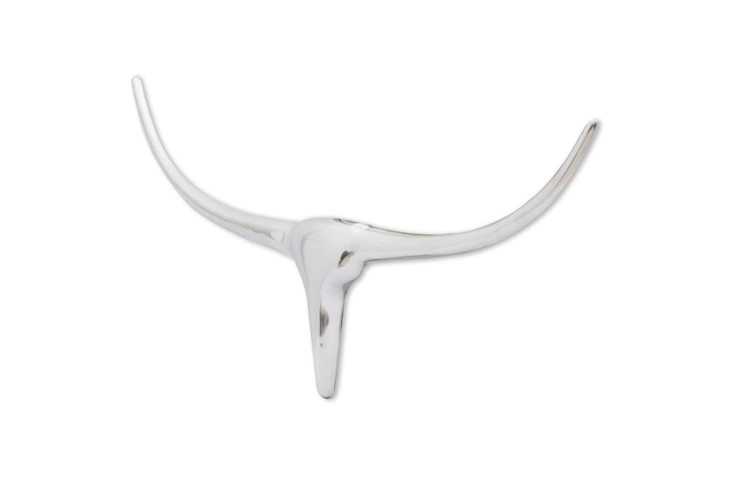 Wall Mounted Aluminium Bulls Head Decoration Silver 72 Cm