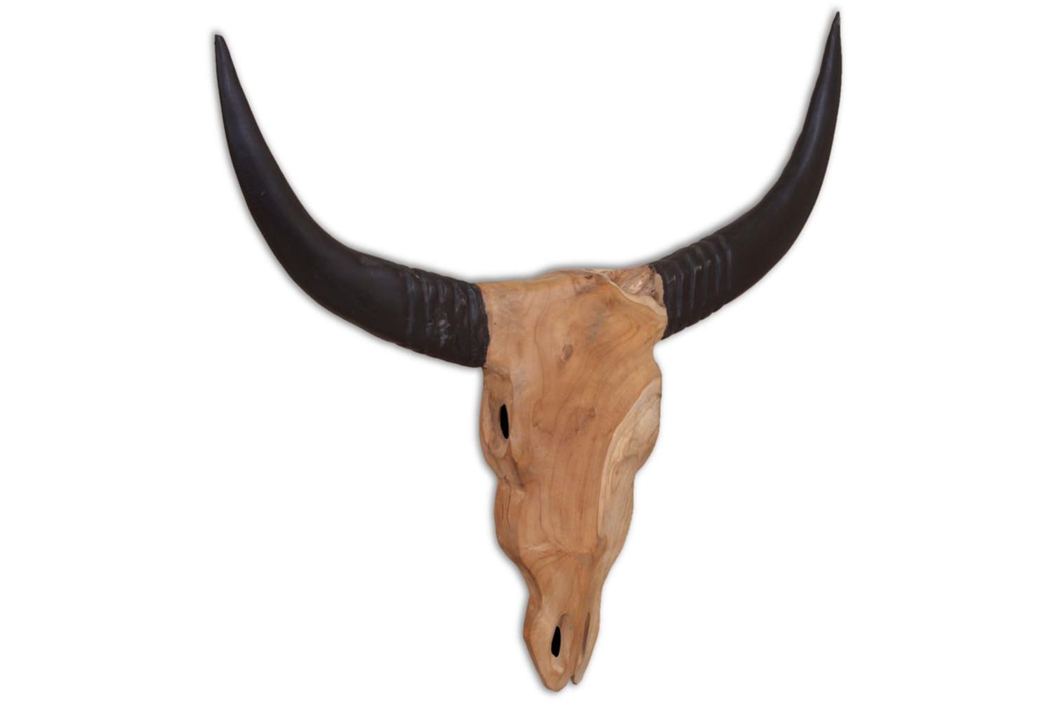Wall-mounted Bull Skull Sculpture Teak 69x6x60 Cm