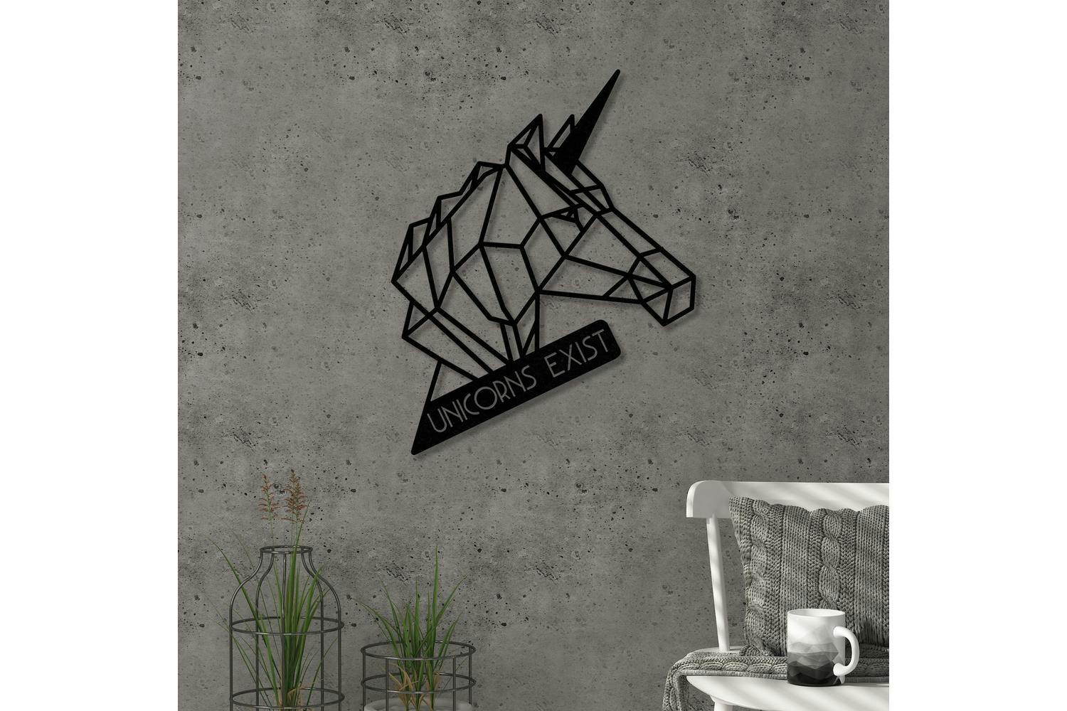Decortie | Unicorn Metal Wall Art Sculpture | Black | 55 x 43.5 cm
