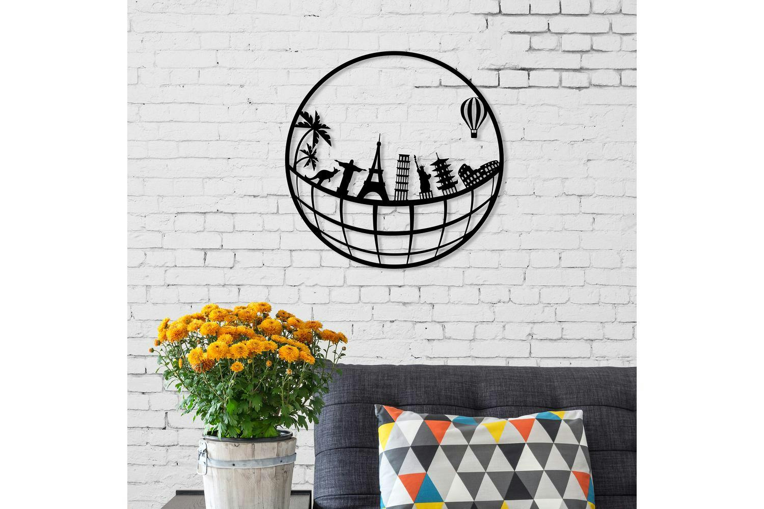 Decortie | Travel Metal Wall Art Sculpture | Black | 45 x 45 cm