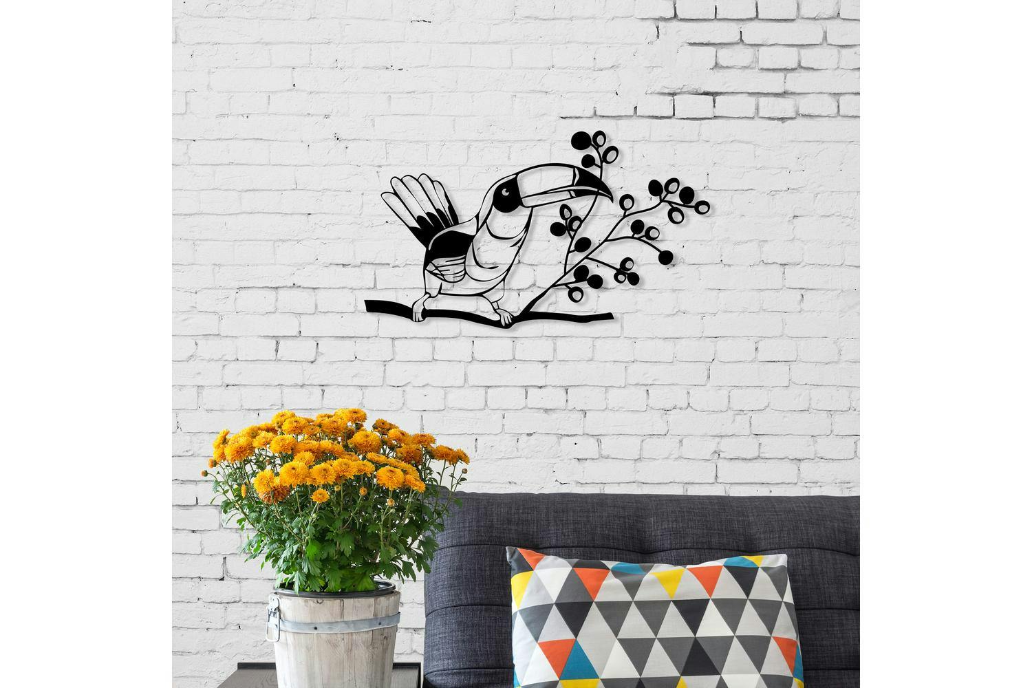 Decortie | Toucan Metal Wall Art Sculpture | Black | 29 x 50 cm