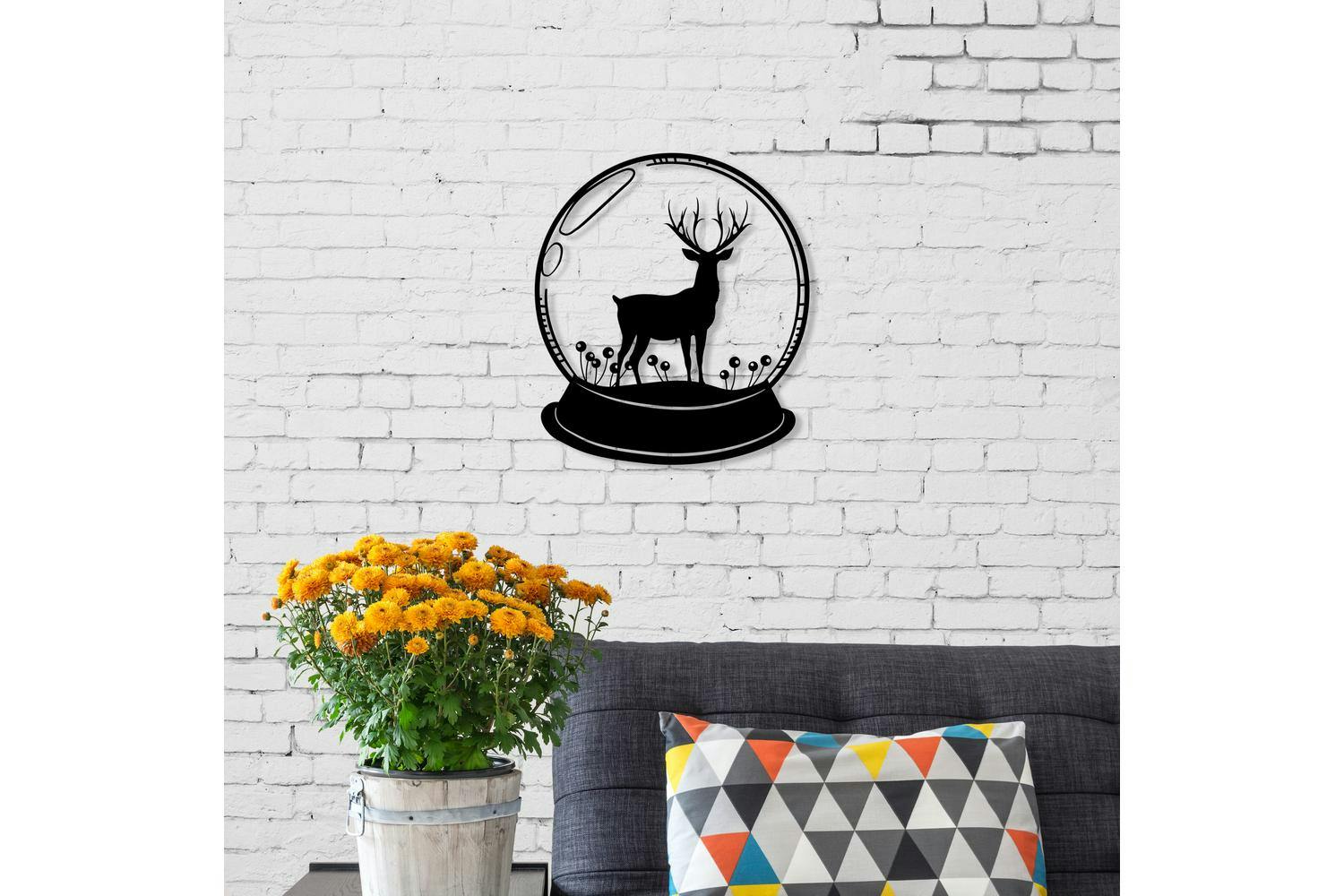 Decortie | Deer Metal Wall Art | Black | 40 x 45 cm