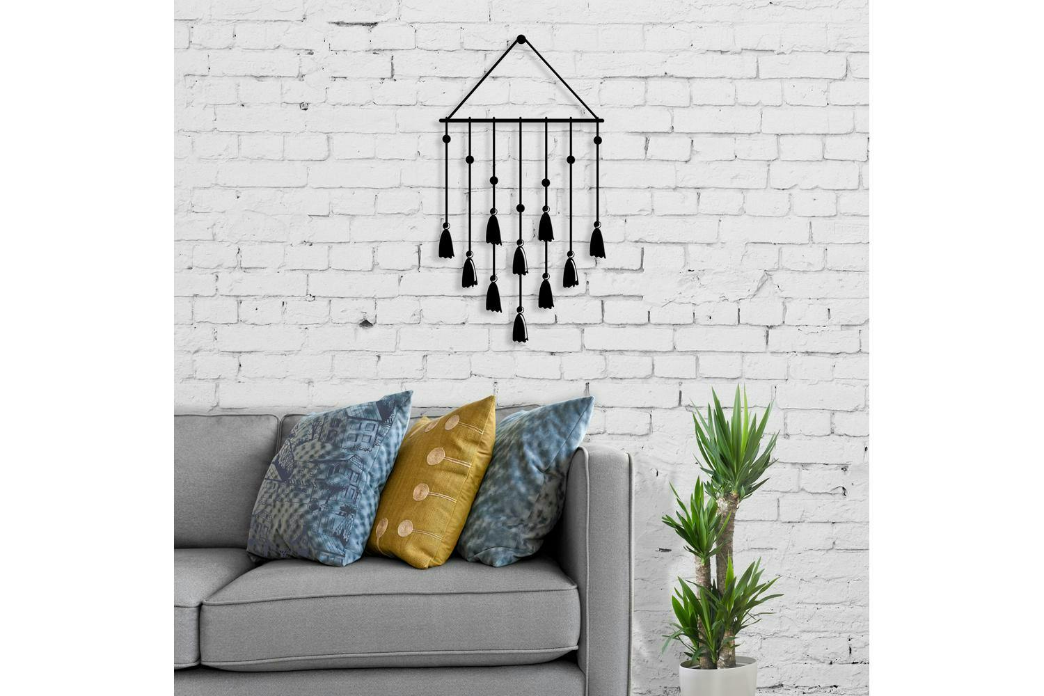 Decortie | Tassel Metal Wall Art | Black | 60 x 32.6 cm