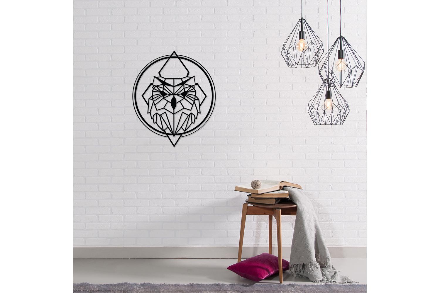 Decortie | Owl Metal Wall Art Sculpture | Black | 55 x 47 cm