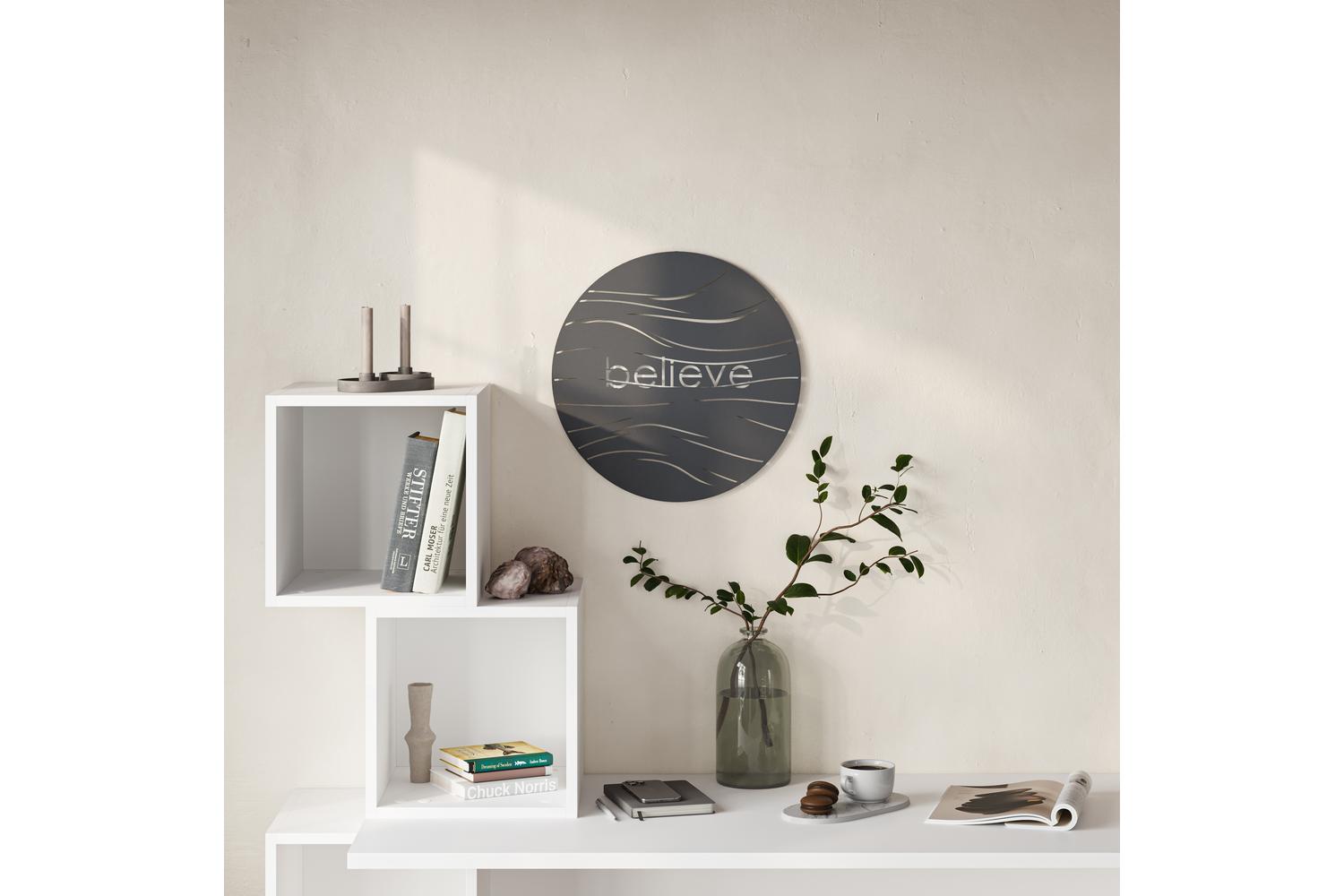 Decortie | Believe Modern Metal Wall Art | Black