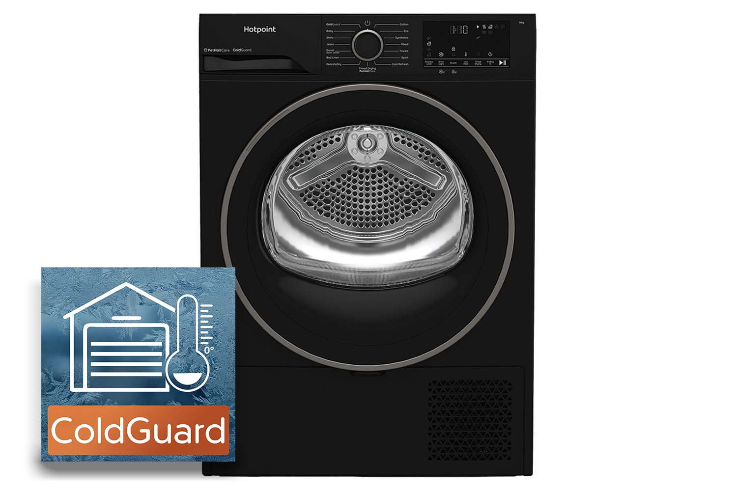 Hotpoint 9kg Freestanding Heat Pump Tumble Dryer - ColdGuard Technology | HHDD90BBIRE