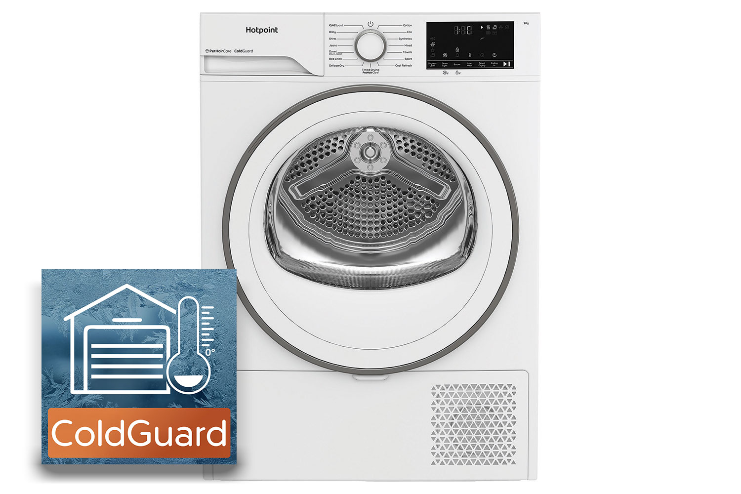Hotpoint 9kg Freestanding Heat Pump Tumble Dryer - ColdGuard Technology | HHDD90WWIRE
