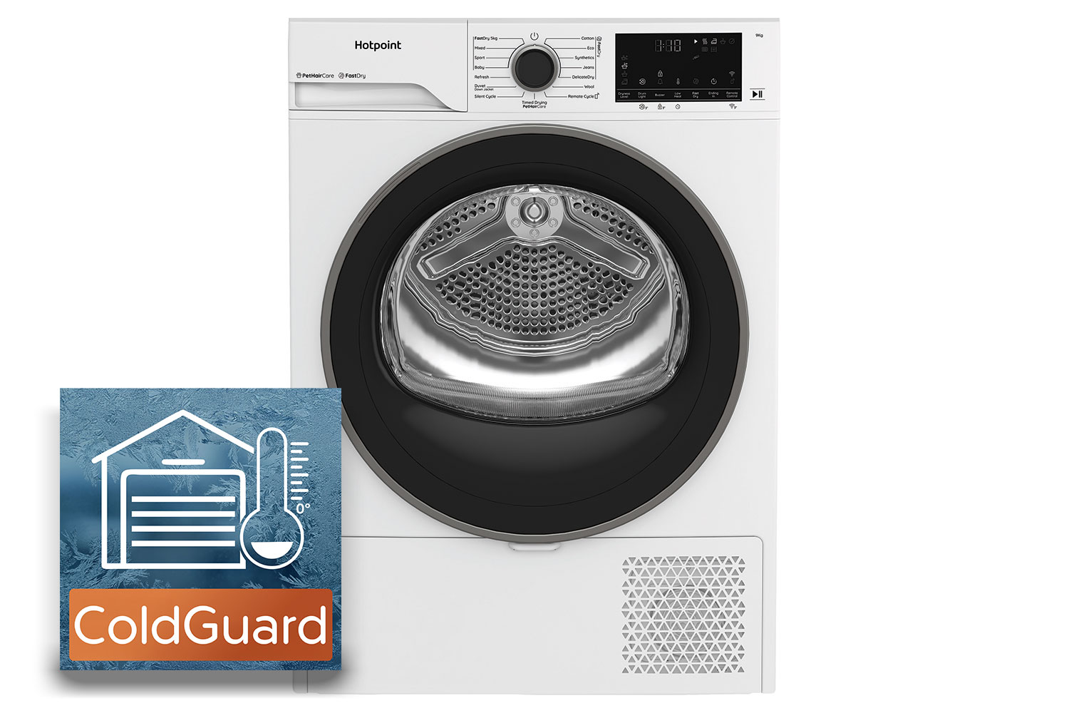 Hotpoint Freestanding 9kg Heat Pump Tumble Dryer - ColdGuard Technology | HHDW90WWIRE