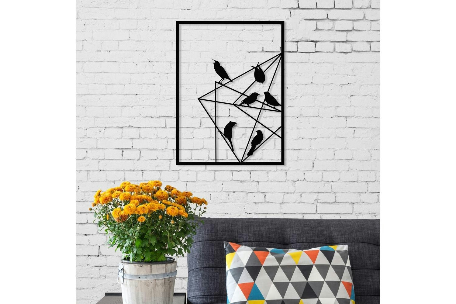 Decortie | Birds On Wire Metal Wall Art | Black