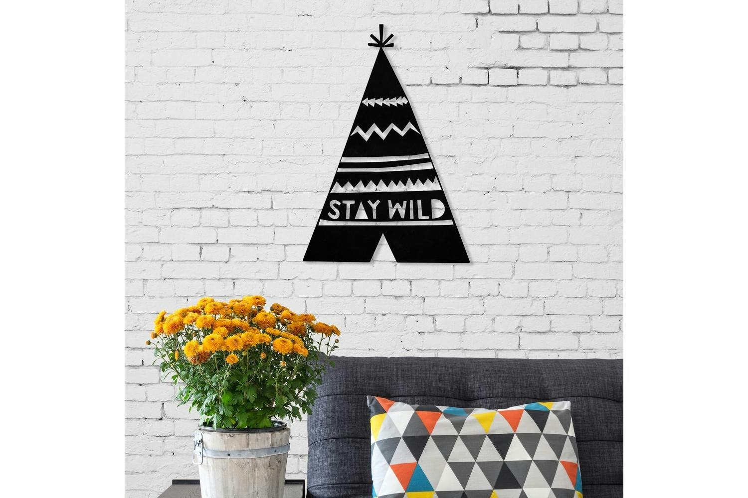 Decortie | Stay Wild Metal Wall Art | Black | 49 x 34 cm