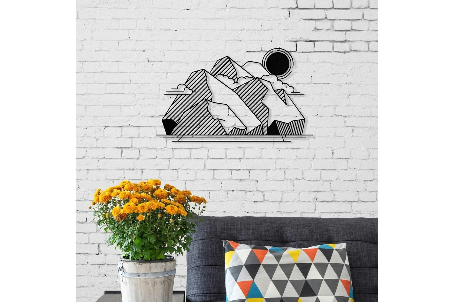Decortie | Mountain View Metal Wall Art | Black | 31 x 52 cm