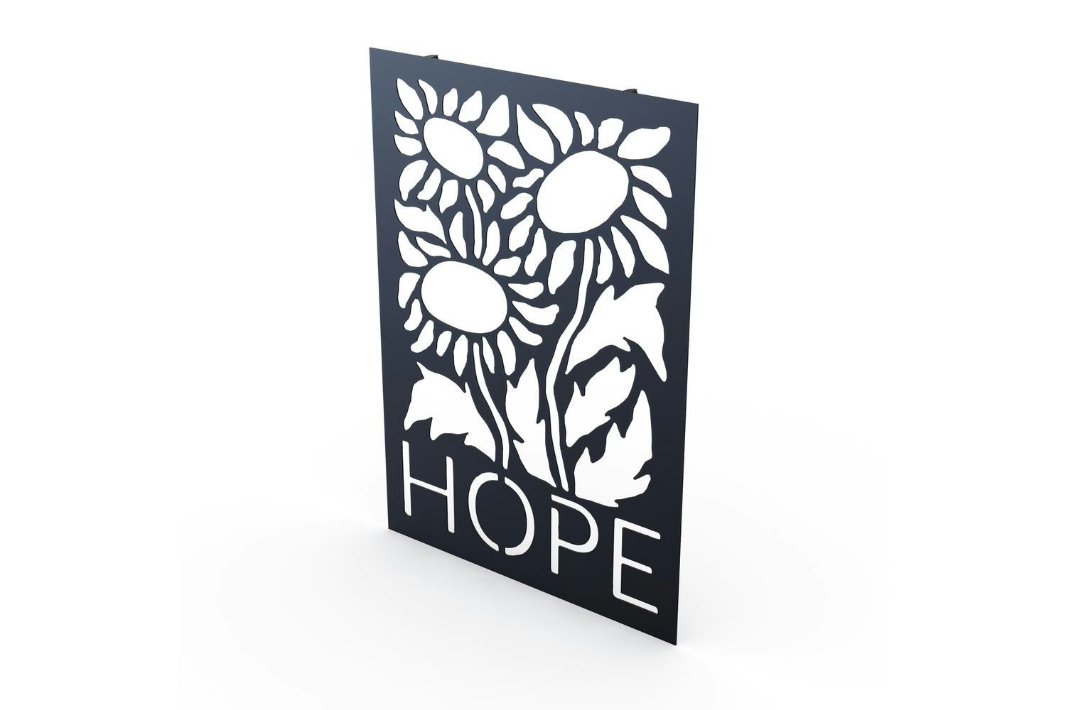 Decortie | Hope Metal Art Wall Ornament | Black | 20 x 20 cm