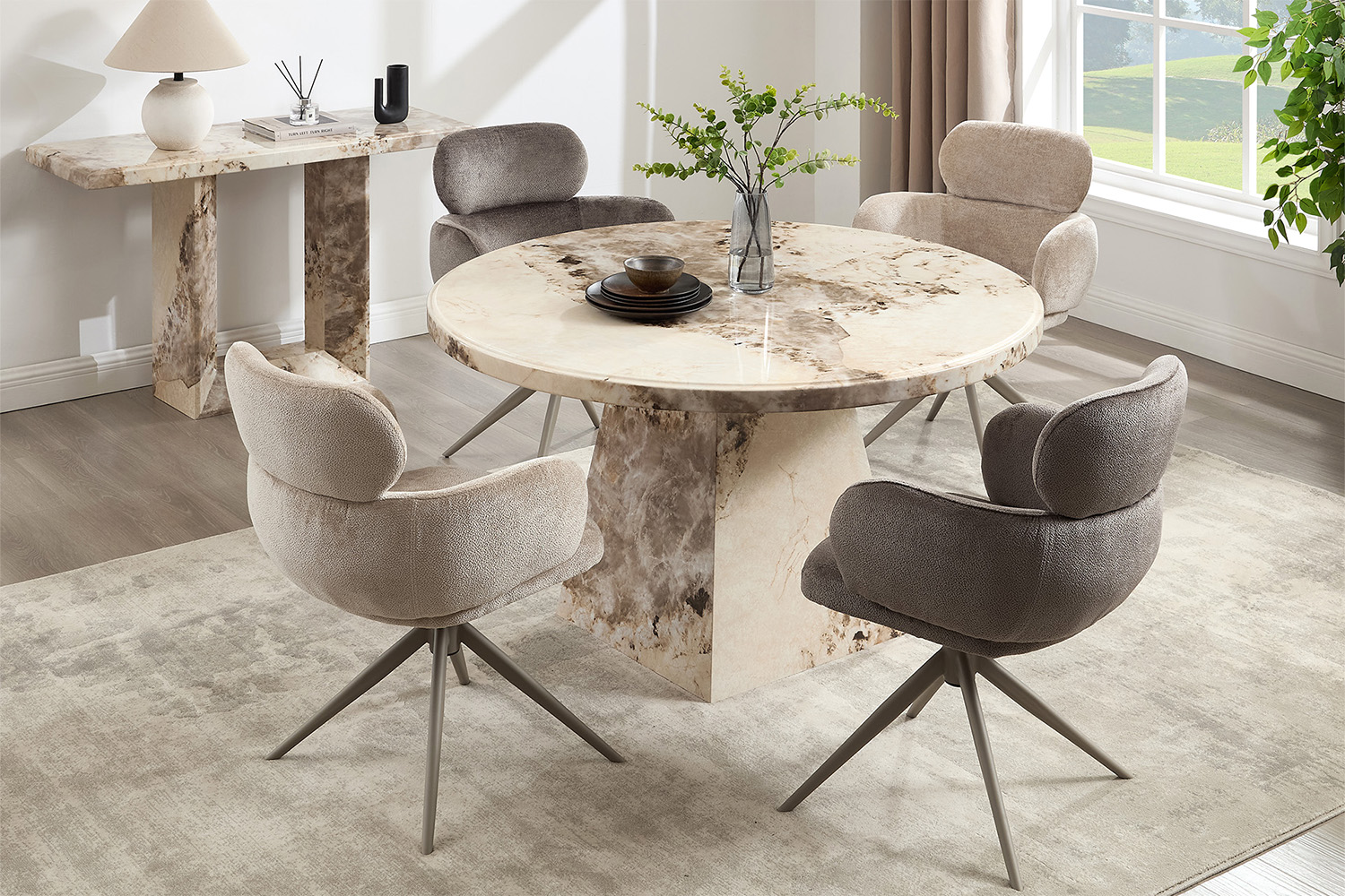 Canova Round Dining Table | Mottled Mocha