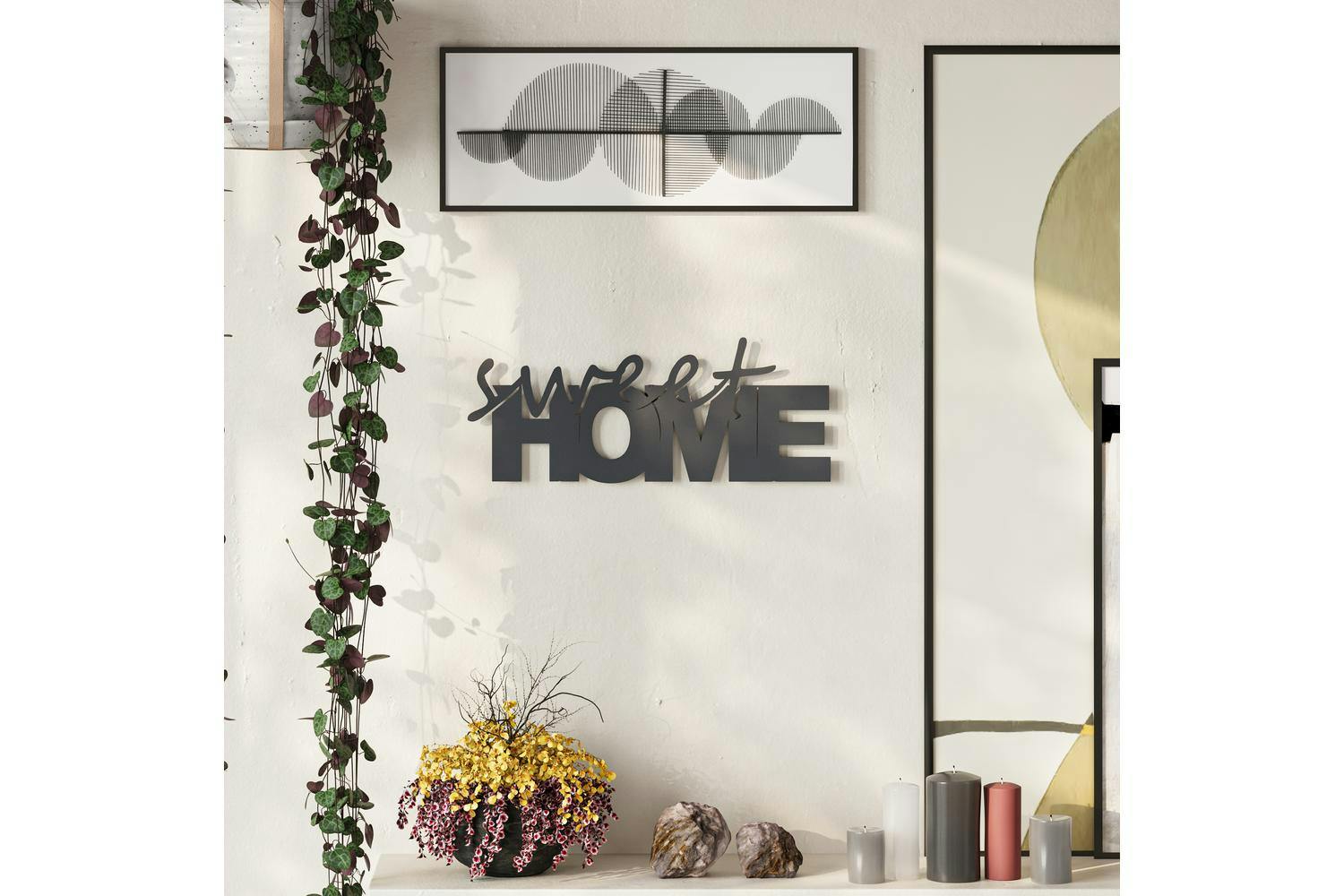 Decortie | Sweet Home Modern Metal Wall Art | Black
