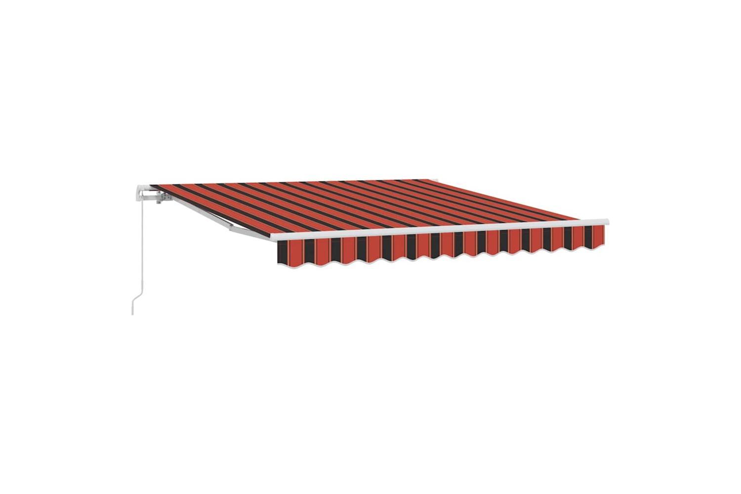 Vidaxl Retractable Awning Striped Orange And Brown 350 X 250 Cm Fabric
