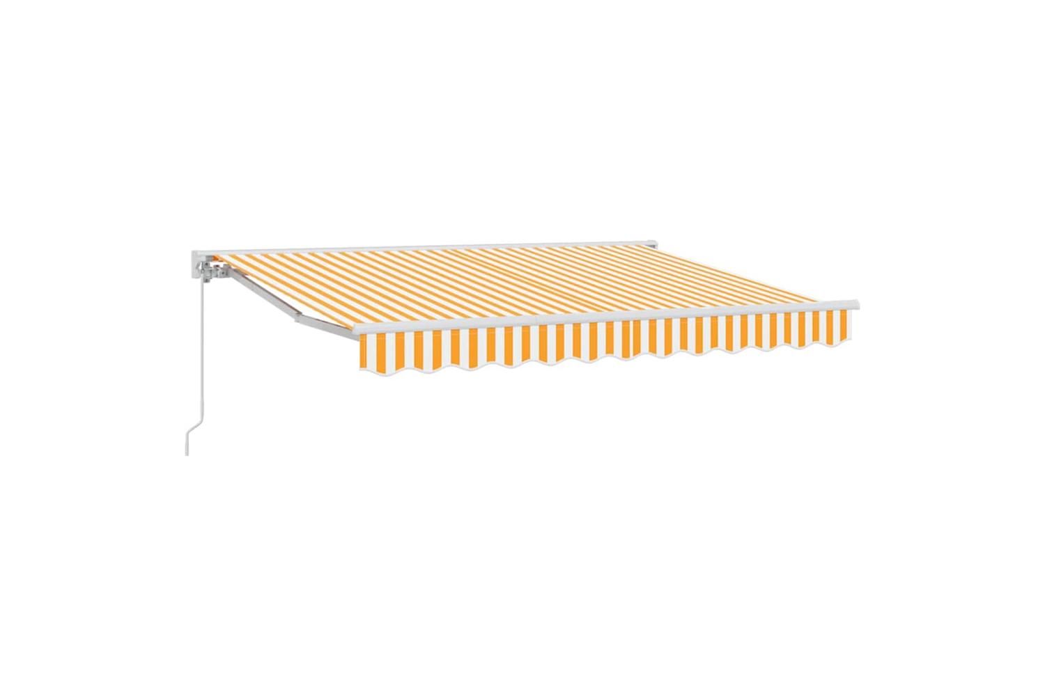 Vidaxl Retractable Awning Manual Yellow And White 250x200 Cm Fabric