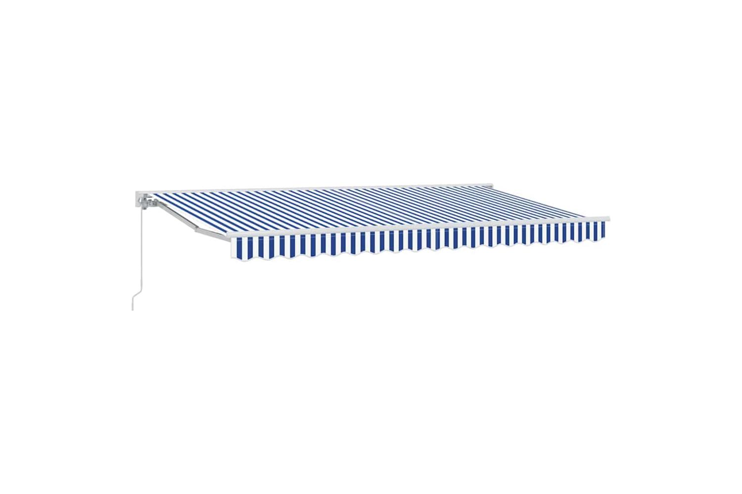 Vidaxl Retractable Awning Manual Blue And White 400x200 Cm Fabric