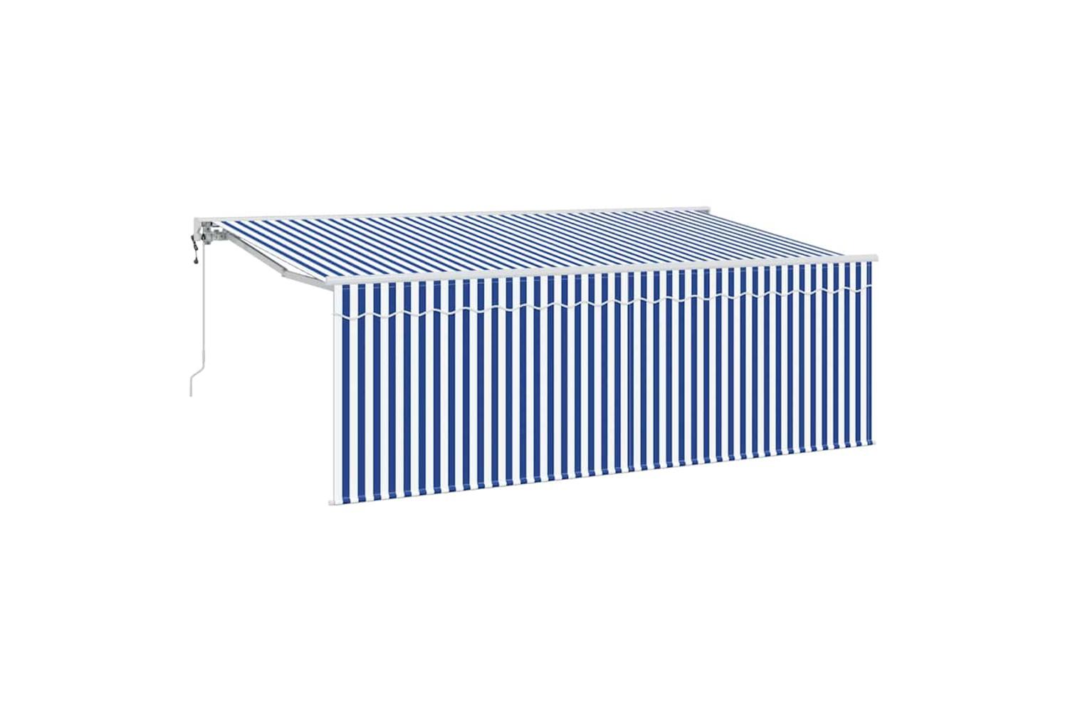 Vidaxl Retractable Awning Striped Blue And White 400 X 200 Cm Fabric