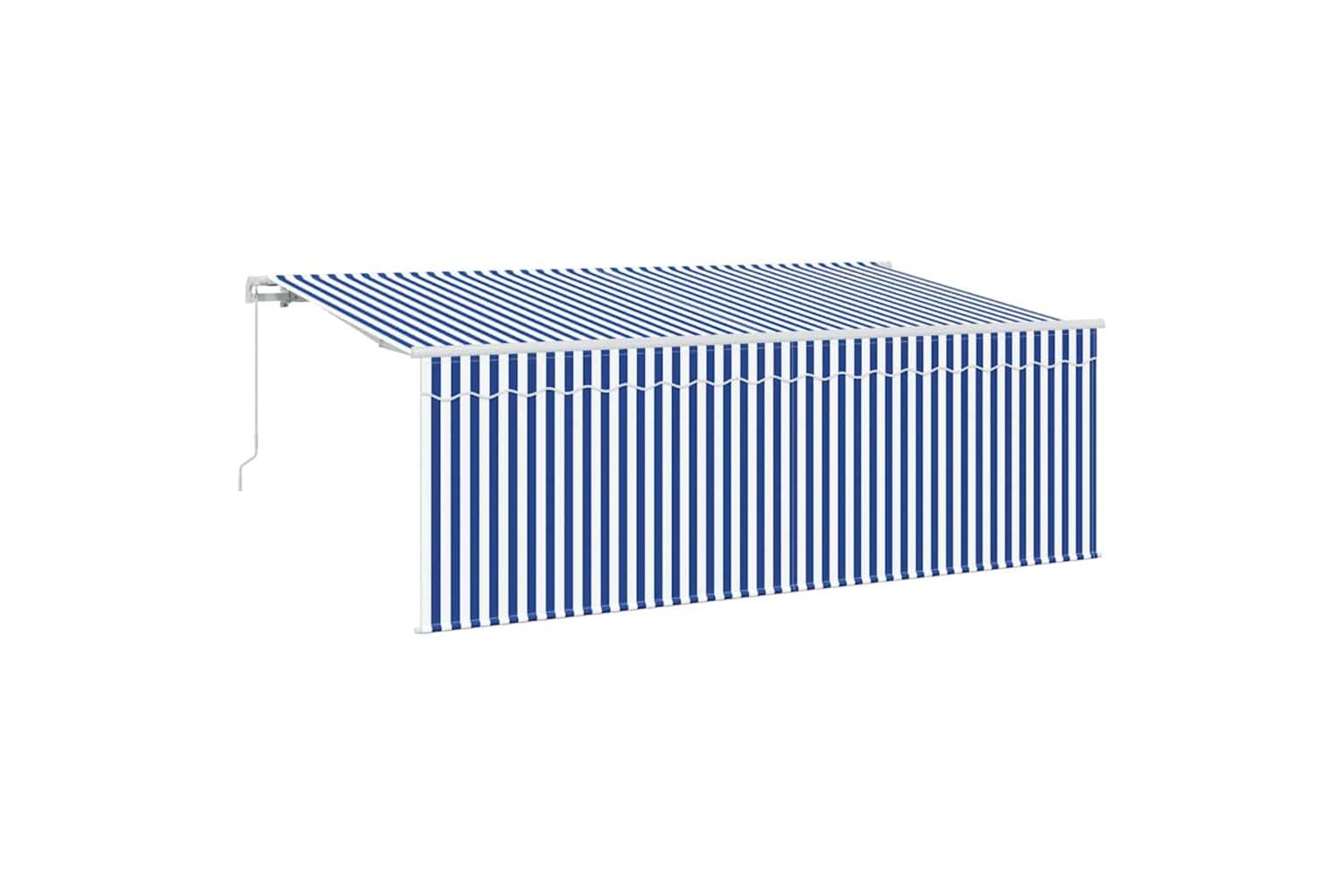 Vidaxl Retractable Awning Manual Blue And White 400 X 200 Cm Fabric
