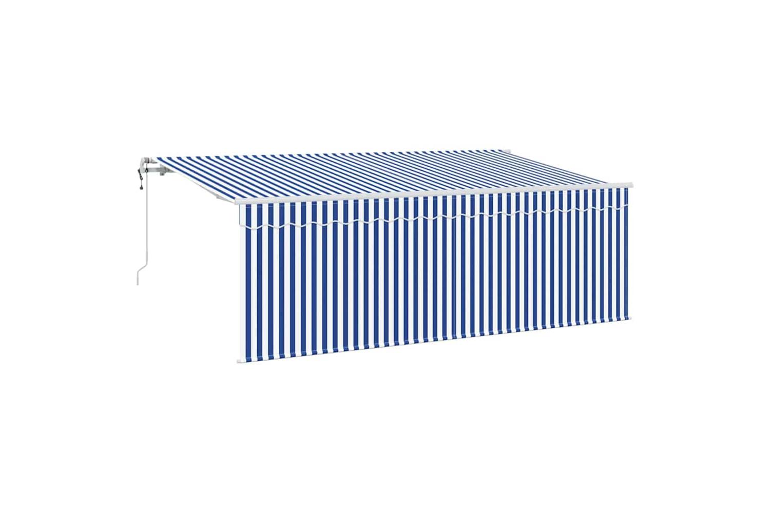 Vidaxl Retractable Awning Manual Blue And White 400 X 200 Cm Fabric