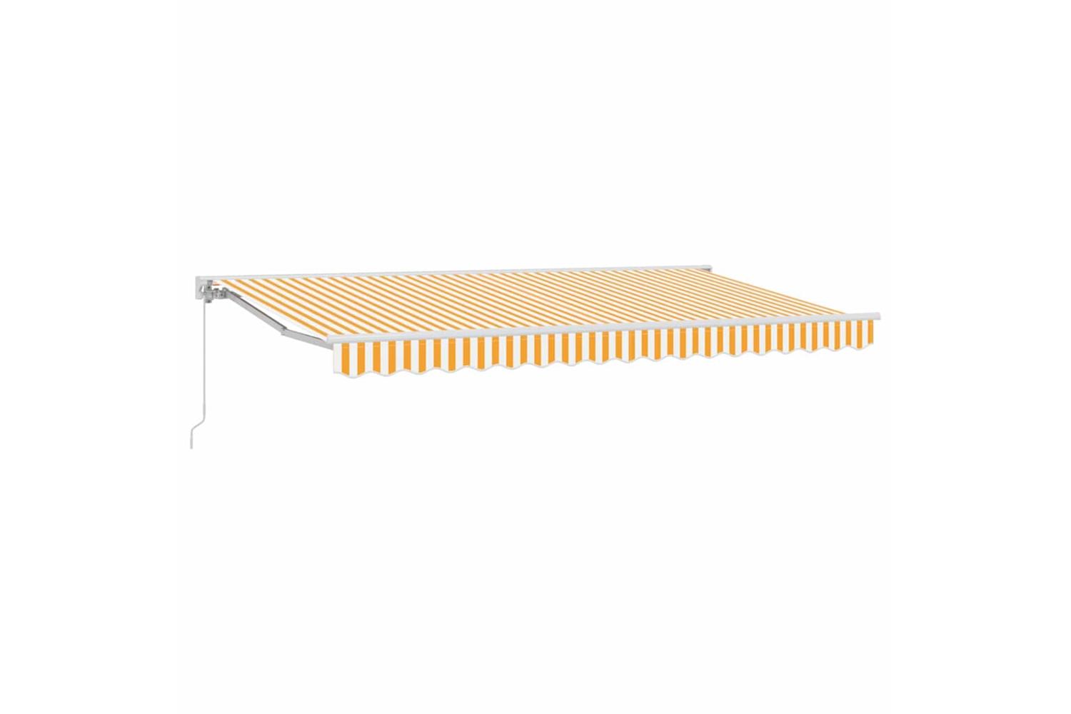 Vidaxl Retractable Awning Manual Yellow And White 400x200 Cm Fabric