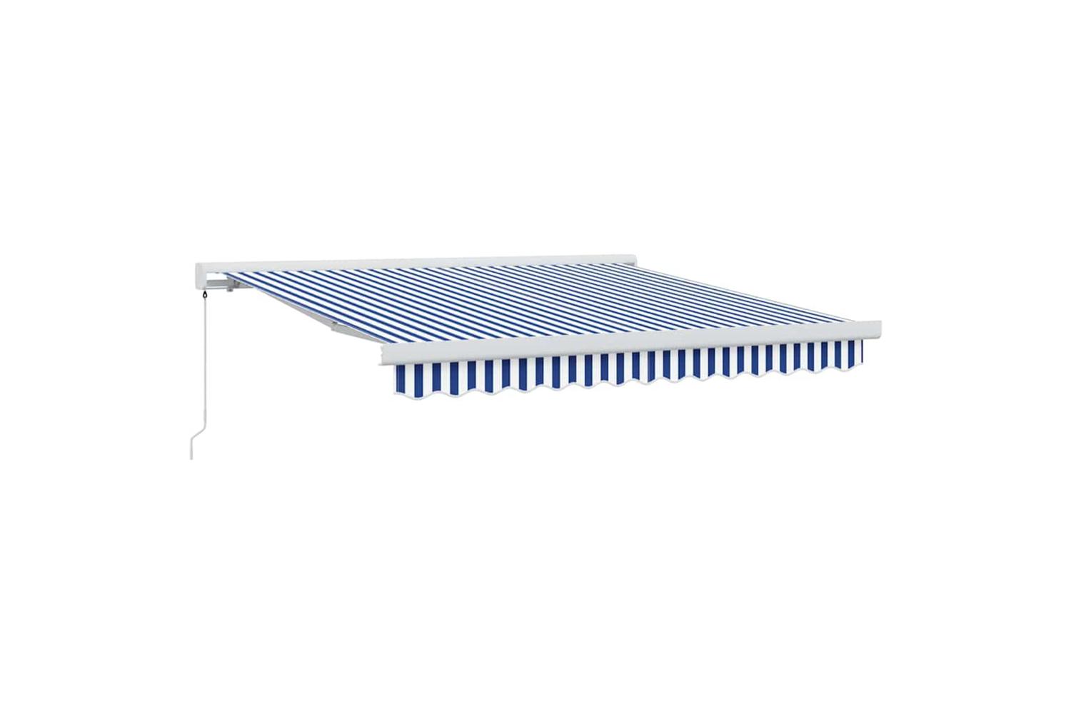 Vidaxl Retractable Awning Blue And White 300 X 250 Cm Fabric And Metal