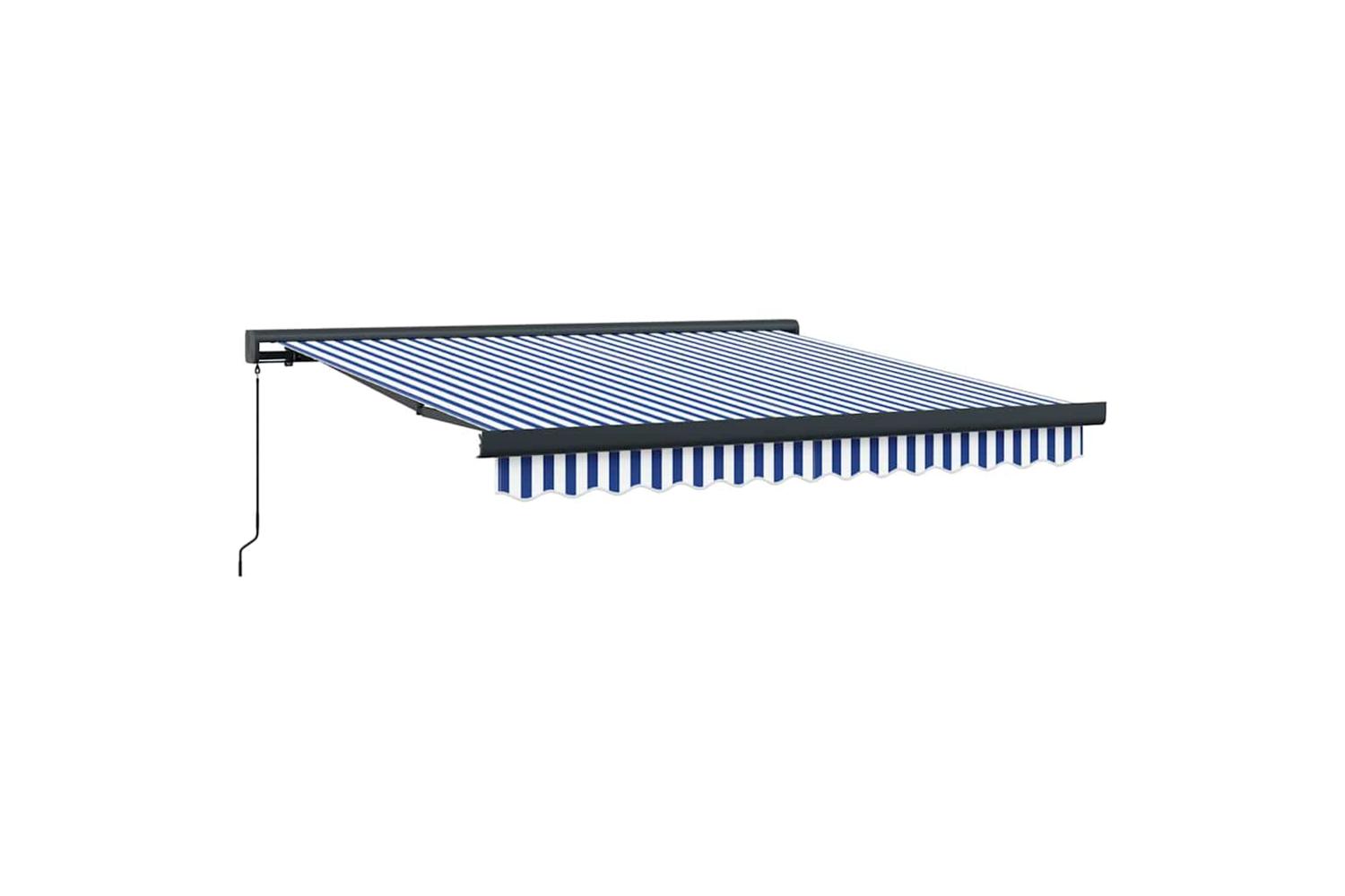Vidaxl Retractable Awning Blue And White 300 X 250 Cm Fabric And Metal