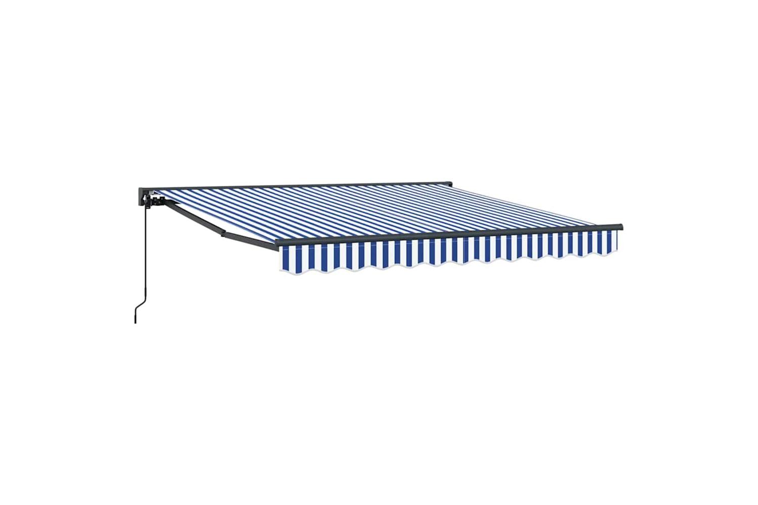 Vidaxl Retractable Awning Manual Blue And White 300x250 Cm Fabric