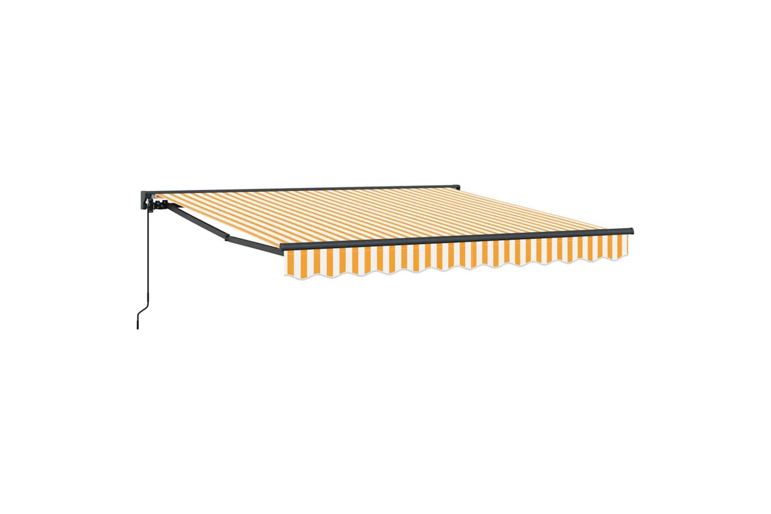 Vidaxl Retractable Awning Manual Yellow And White 300x250 Cm Fabric