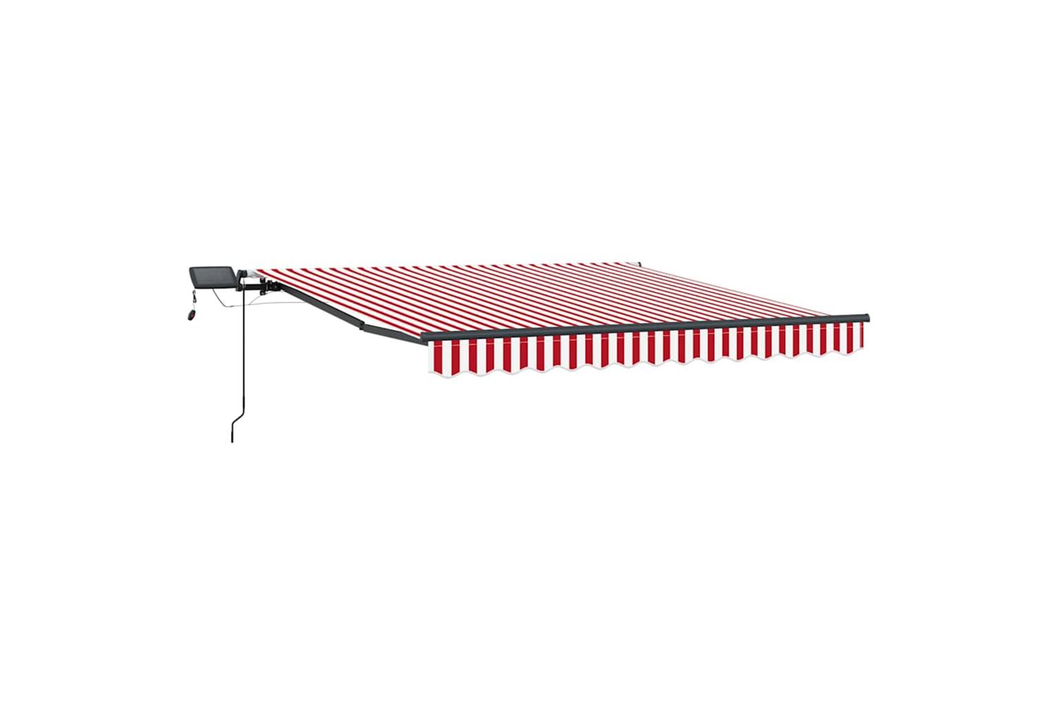 Vidaxl Retractable Awning Manual Red And White 300 X 250 Cm Fabric