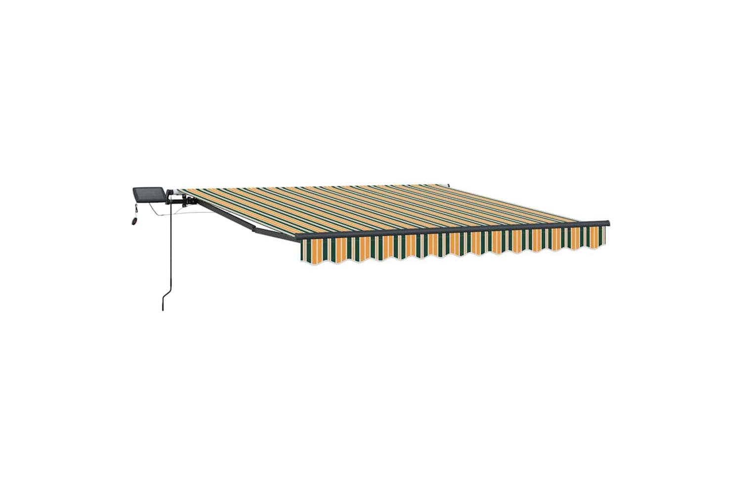 Vidaxl Retractable Awning Manual Green And Yellow 300 X 250 Cm Fabric