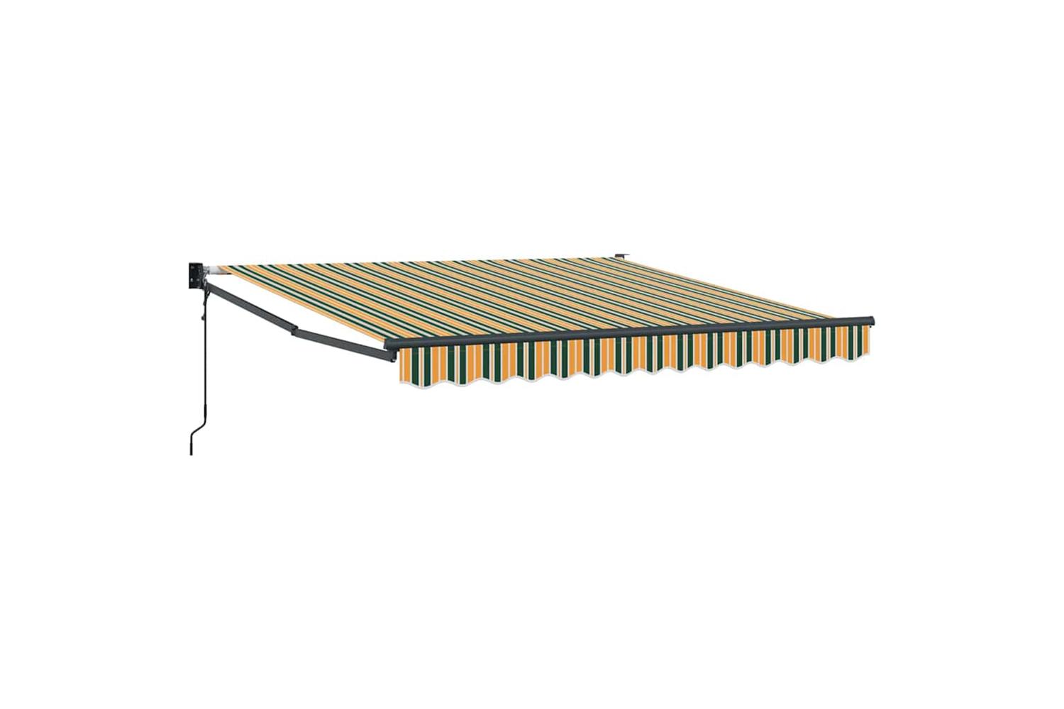 Vidaxl Awning Striped Green And Yellow 3 X 25 M Polyester And Metal