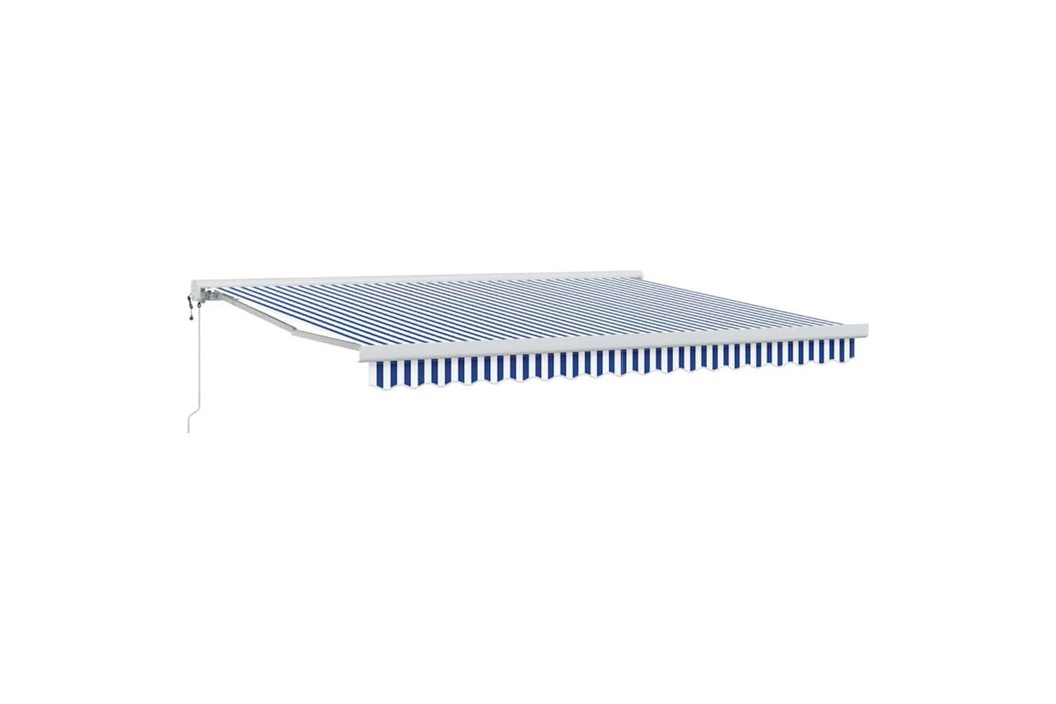 Vidaxl Retractable Awning Blue And White 350 X 250 Cm Fabric And Metal