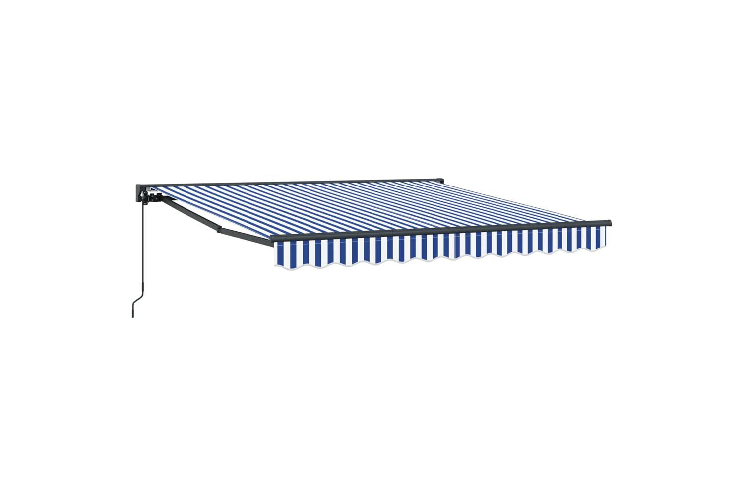 Vidaxl Retractable Awning Manual Blue And White 350x250 Cm Fabric