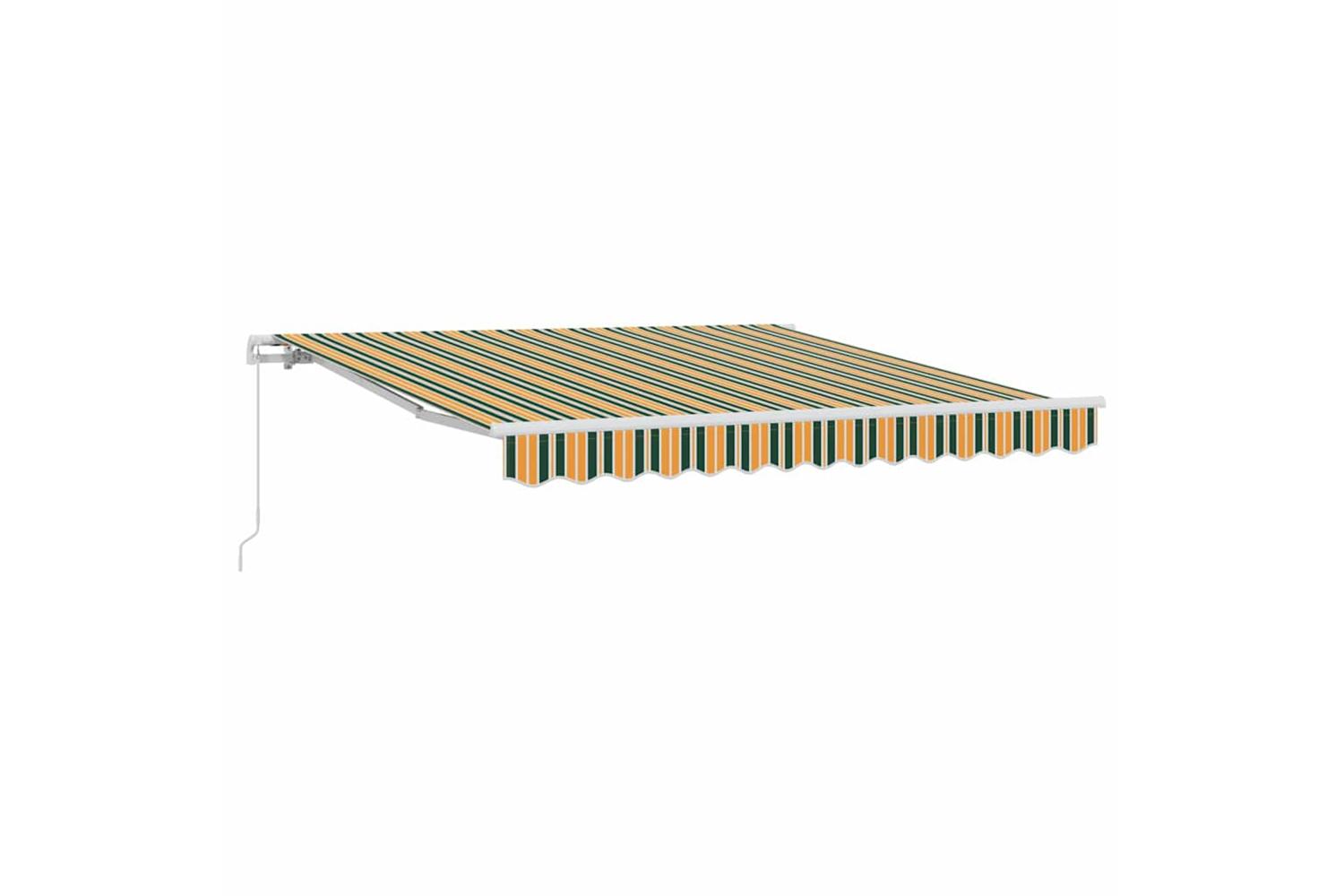 Vidaxl Retractable Awning Manual Green And Yellow 350 X 250 Cm Fabric
