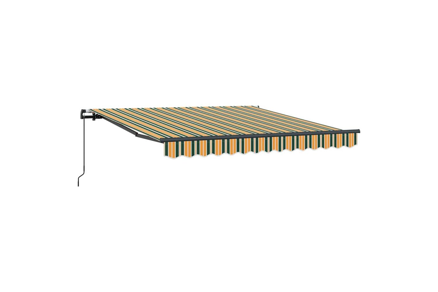 Vidaxl Awning Manual Green And Yellow 350 X 250 Cm Fabric
