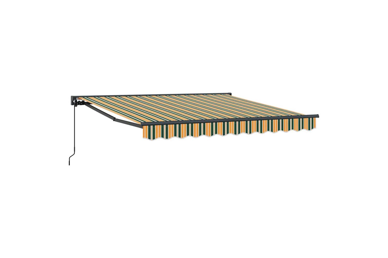 Vidaxl Retractable Awning Manual Green And Yellow 350x250 Cm Fabric