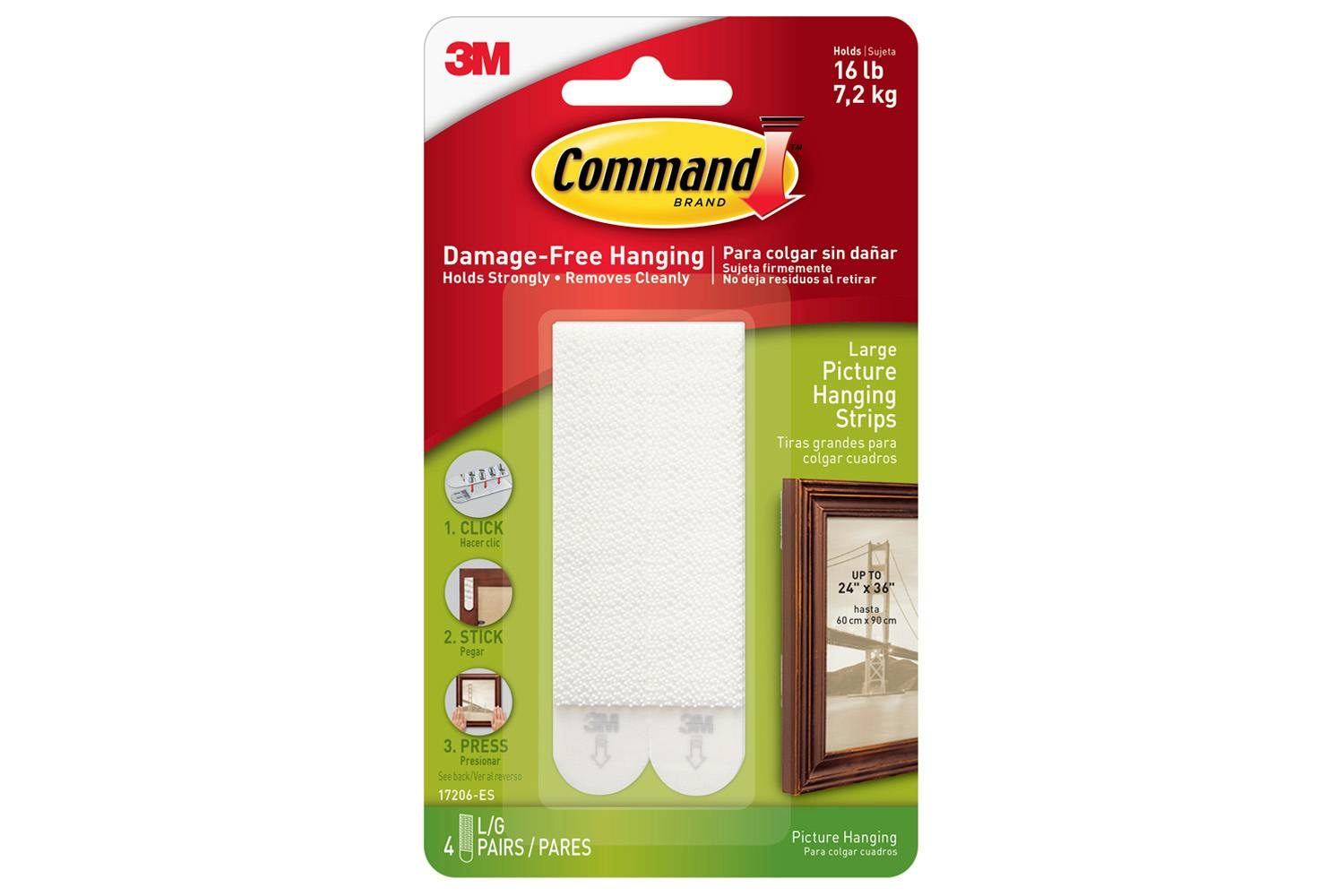 3M Command 4 Sets Large Picture Hanging Strips | White