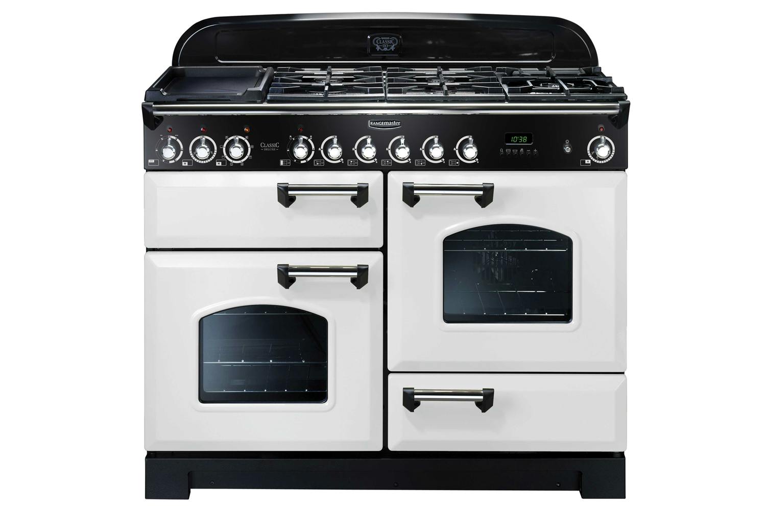 Rangemaster Classic Deluxe 110cm Dual Fuel Range Cooker | CDL110DFFWH/C | White