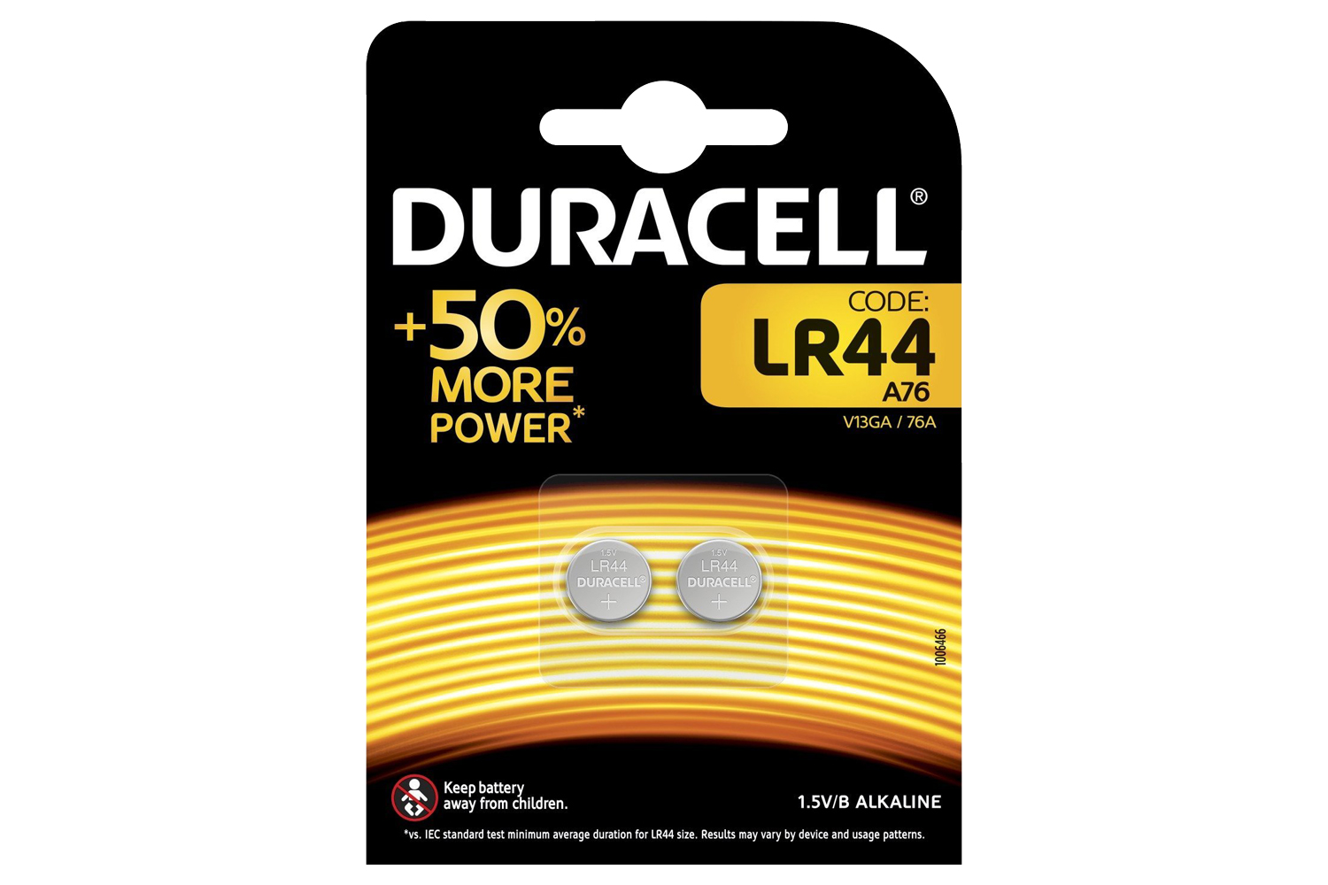 Duracell LR44 1.5V Button Cell Battery