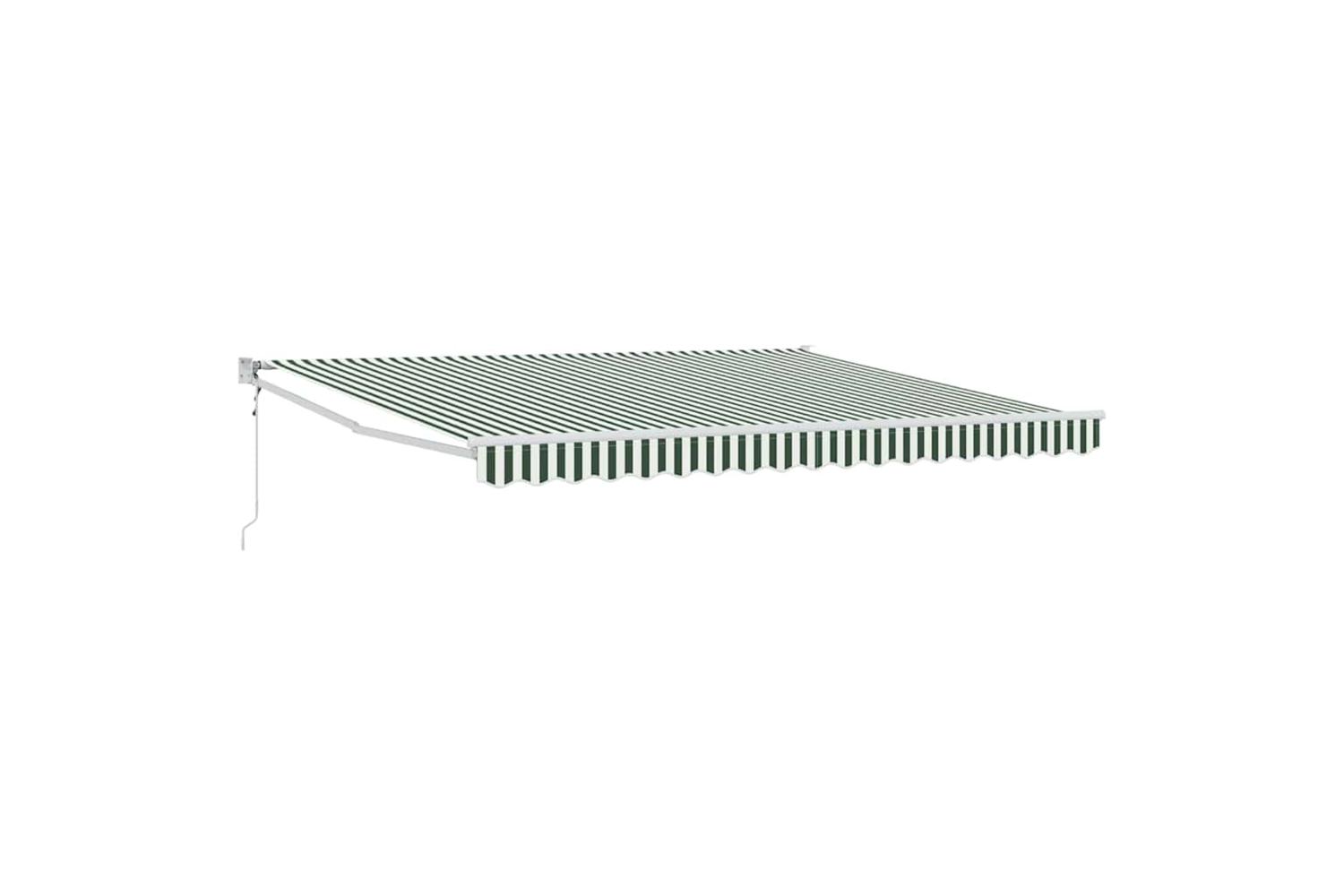 Vidaxl Retractable Awning Green And White 400 X 300 Cm Polyester