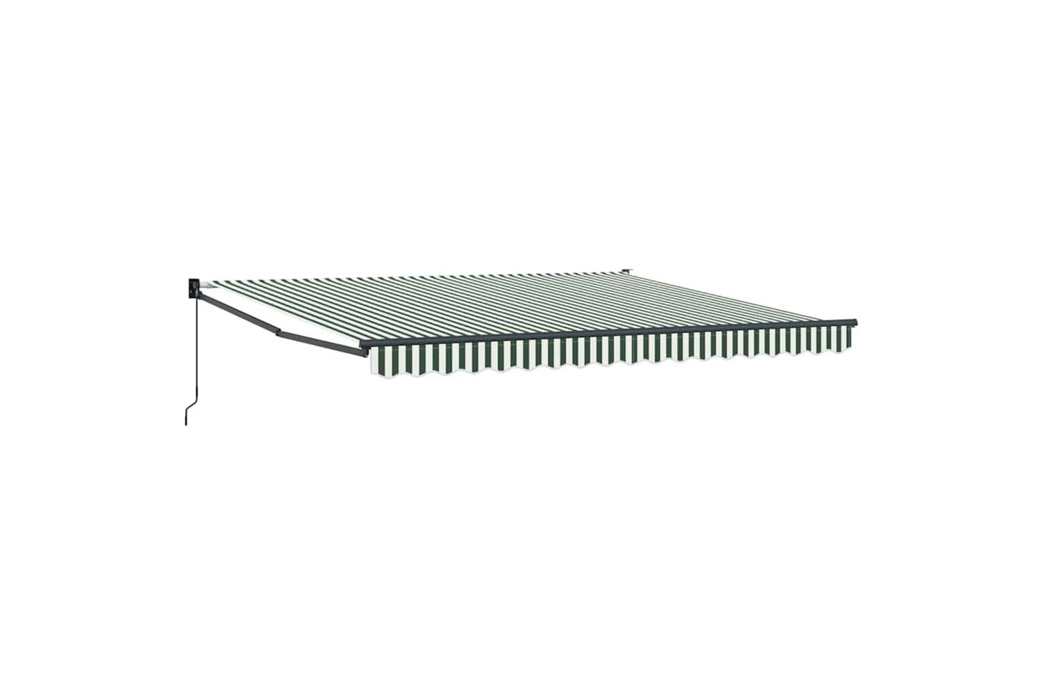 Vidaxl Retractable Awning Green And White 400 X 300 Cm Polyester