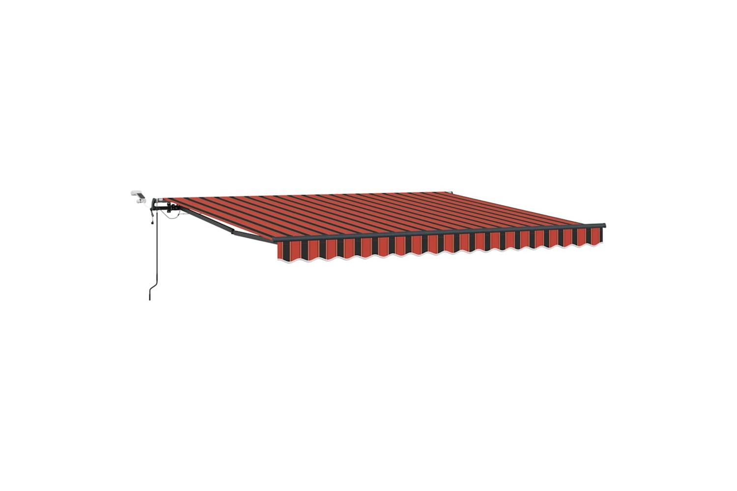Vidaxl Retractable Awning With Orange And Brown 400 X 350 Cm Fabric