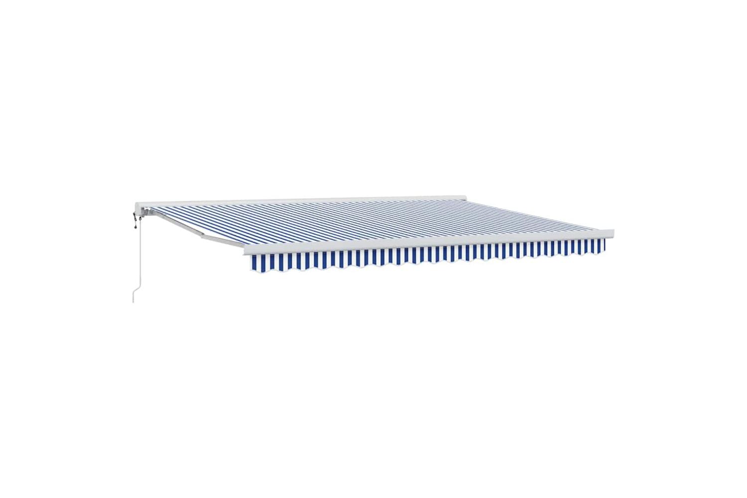 Vidaxl Retractable Awning Blue And White 450 X 300 Cm Fabric Metal