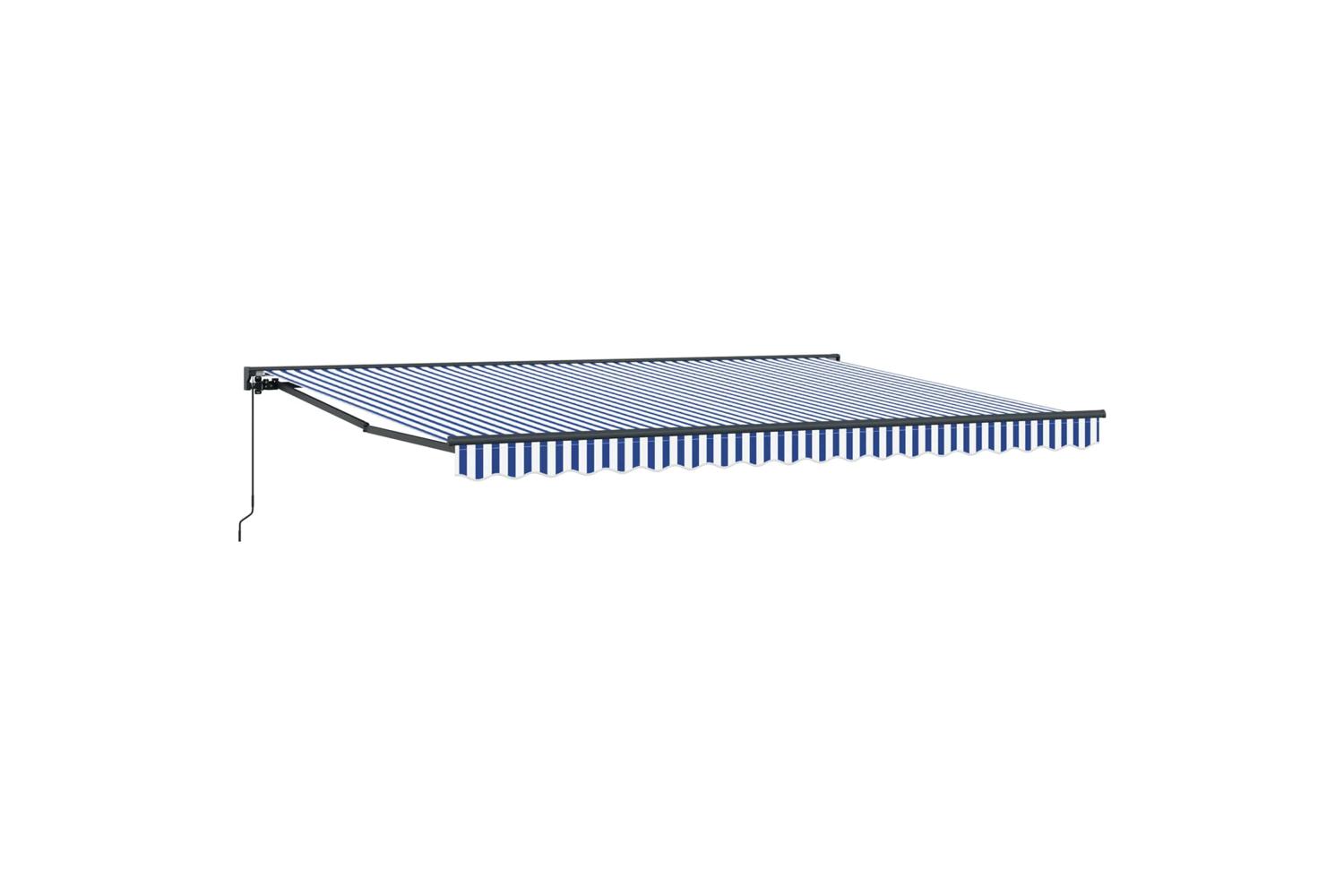 Vidaxl Retractable Awning Manual Blue And White 450x300 Cm Fabric