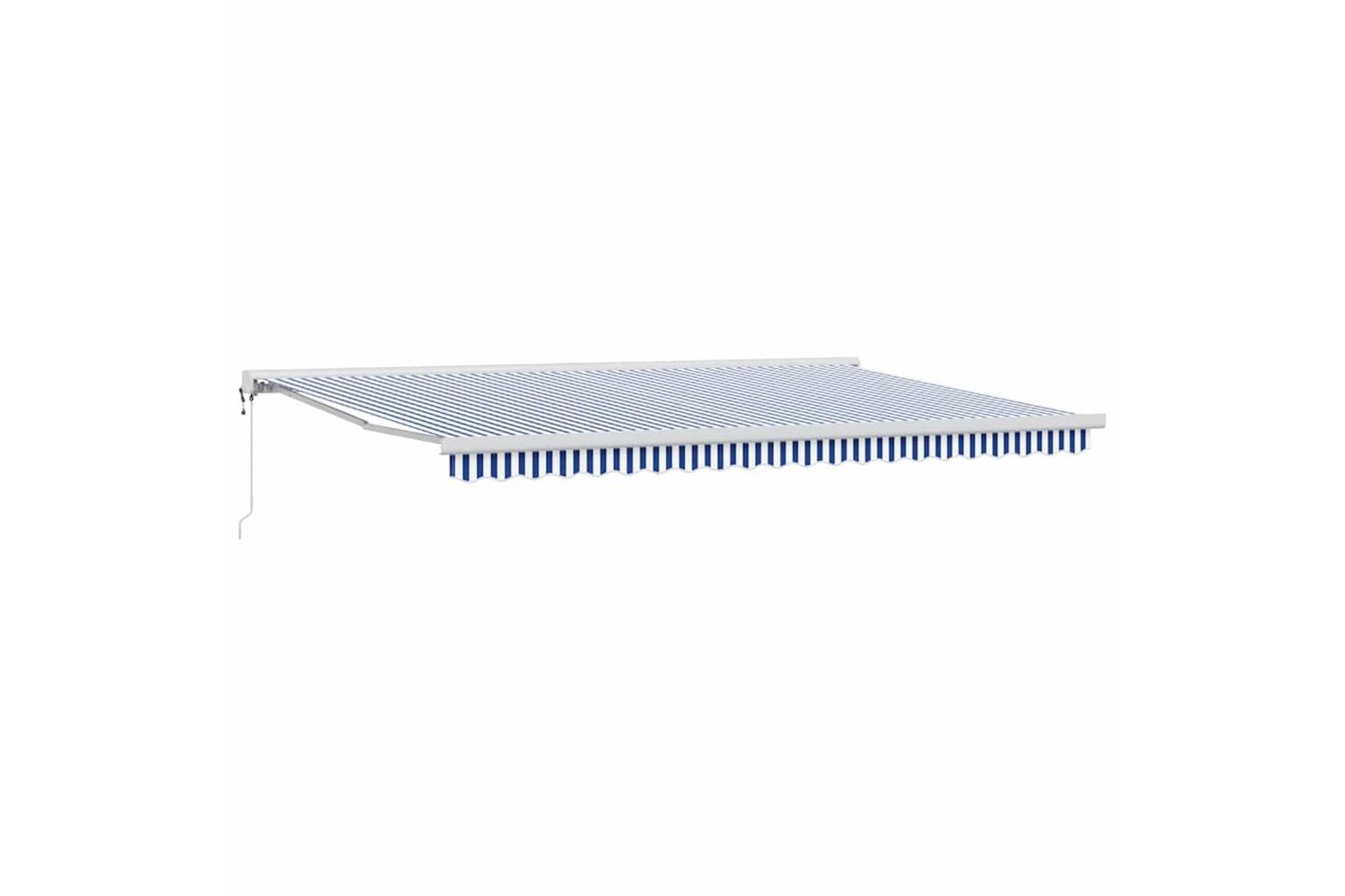Vidaxl Retractable Awning Blue And White 500 X 300 Cm Fabric Metal