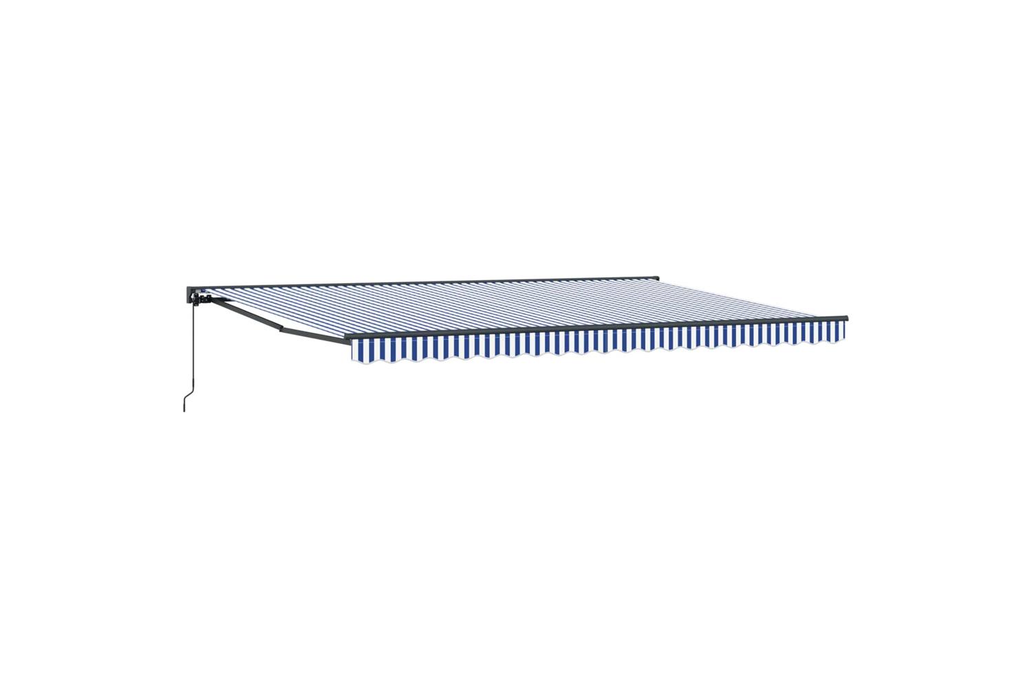 Vidaxl Retractable Awning Manual Blue And White 500x300 Cm Fabric