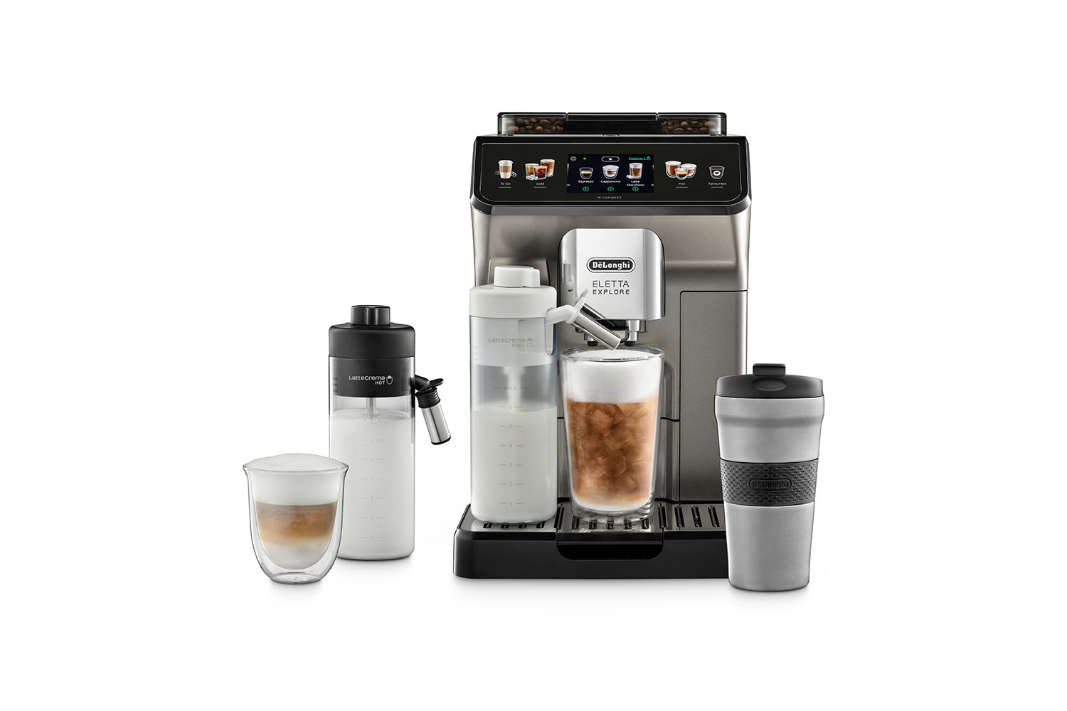 De'Longhi Eletta Explore Fully Automatic Bean-to-Cup Coffee Machine | ECAM450.86.T | Titanium