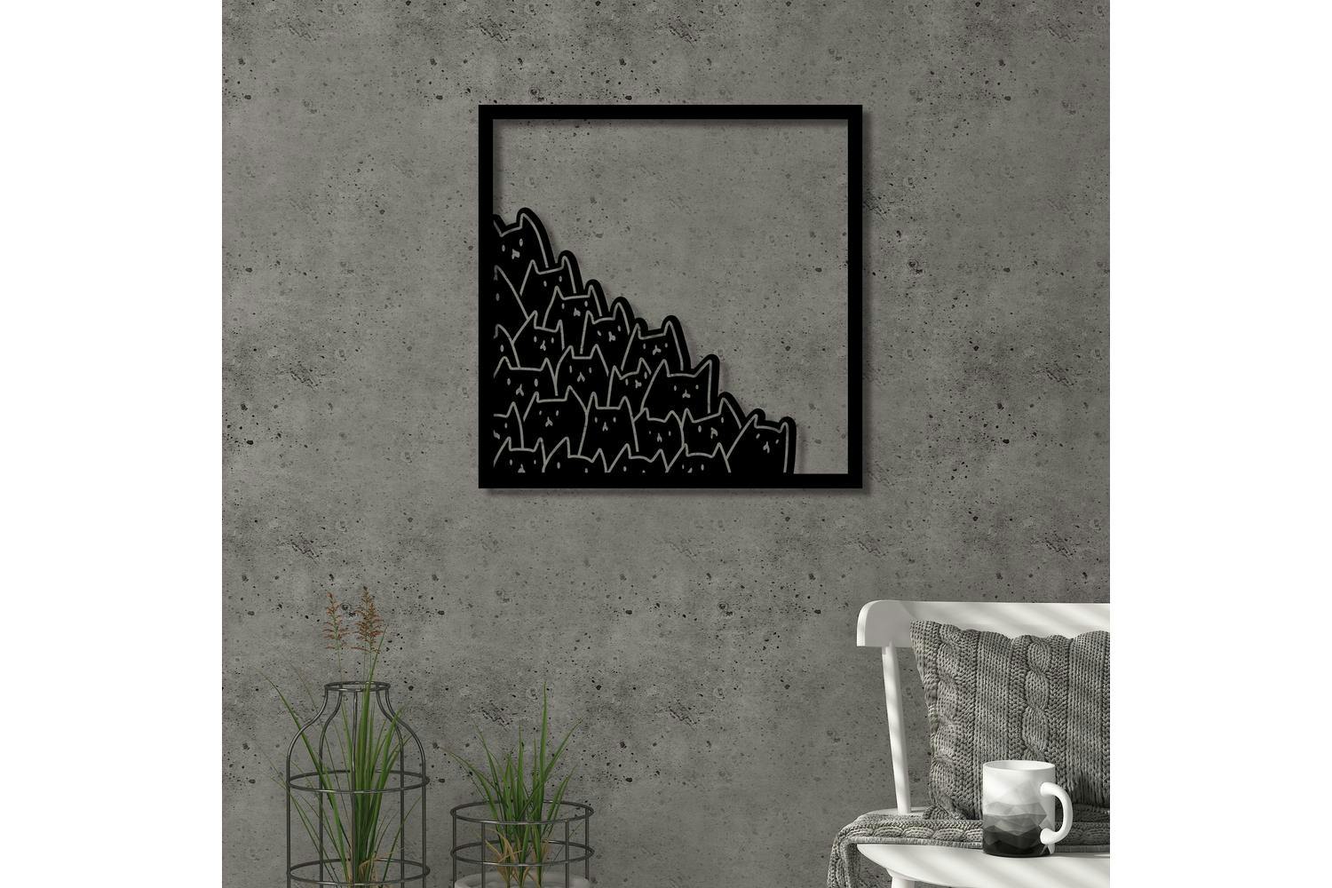 Decortie | Meow Metal Wall Art Sculpture | Black | 49 cm