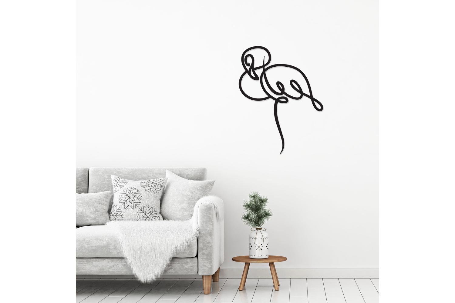 Decortie | Flamingo Metal Wall Art Sculpture | Black | 60 x 47 cm